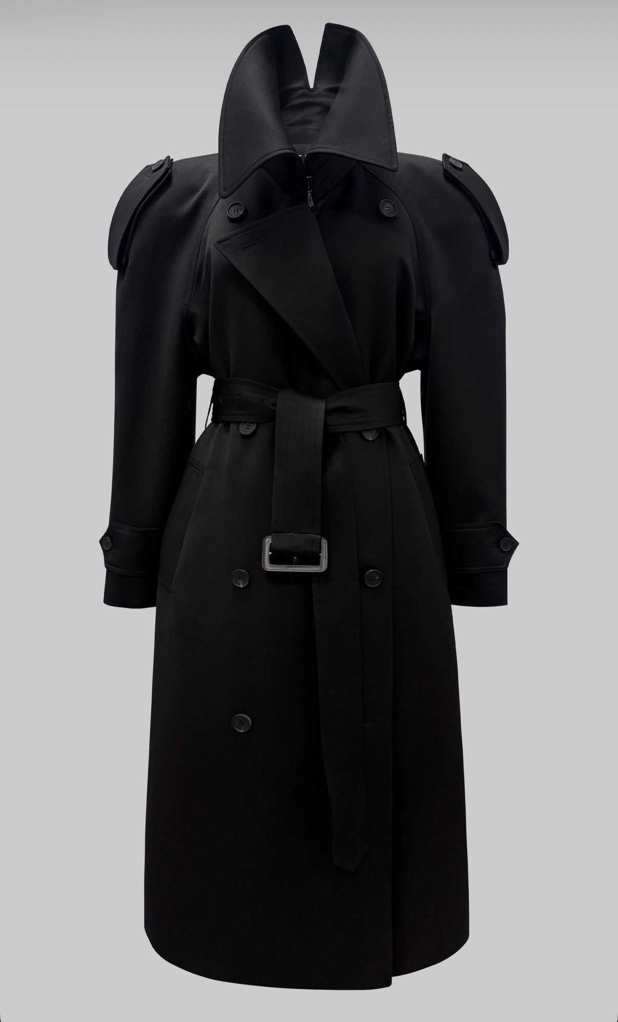 Moka Double Wool Trench Coat Onyx