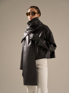 Tol Leather Jacket with Scarf