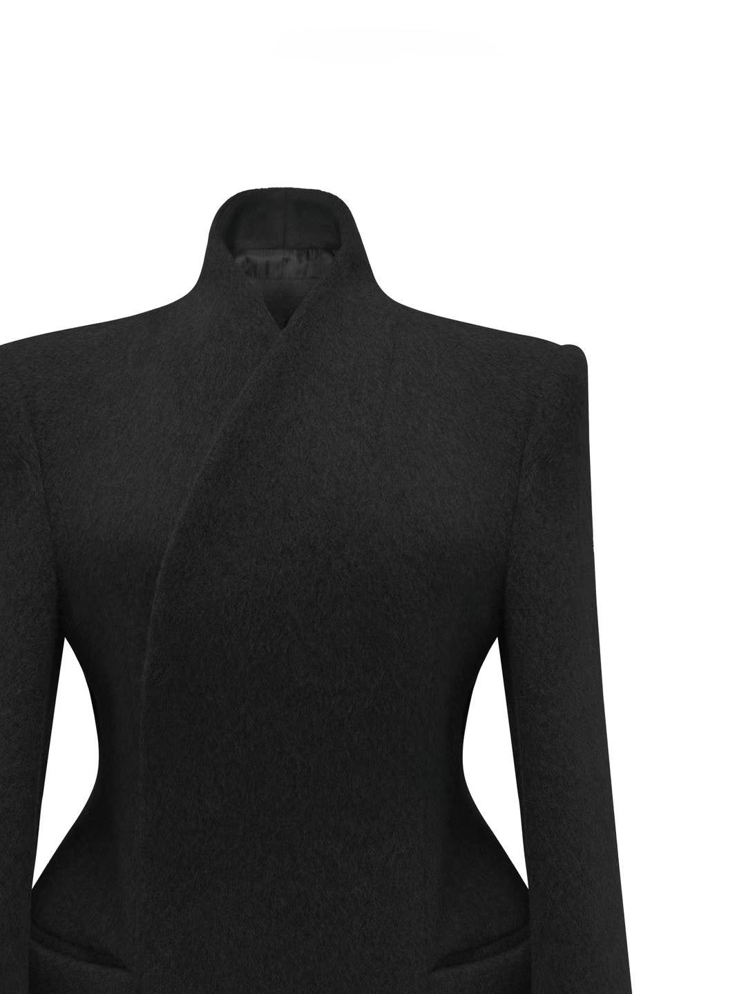 Paro Wool Hourglass Coat Black