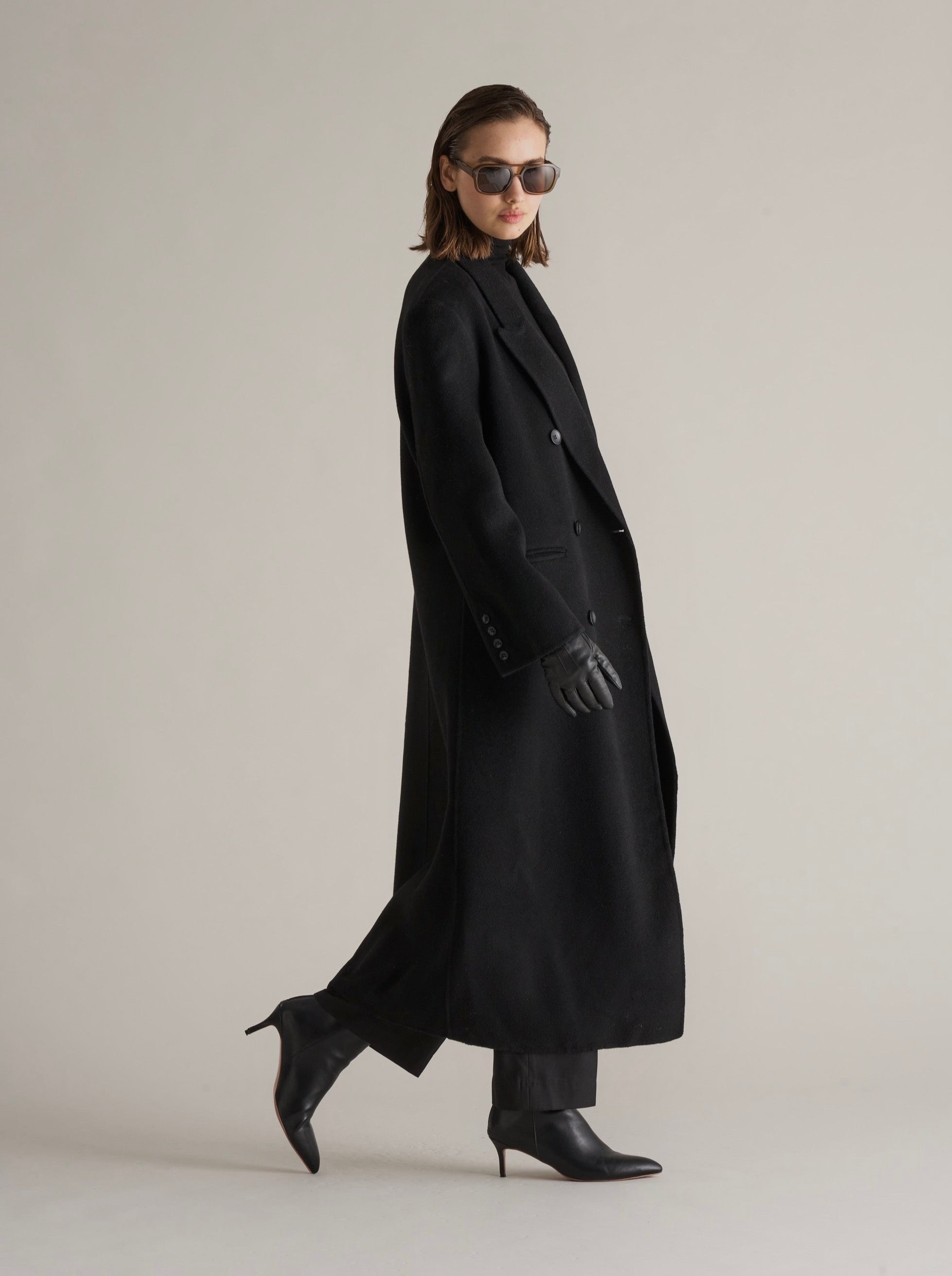 Claye Doublé Boyfriend Coat Onyx