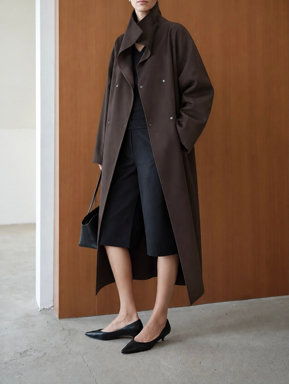 Fraye Funnel Neck Trench Mocha - Coming Soon