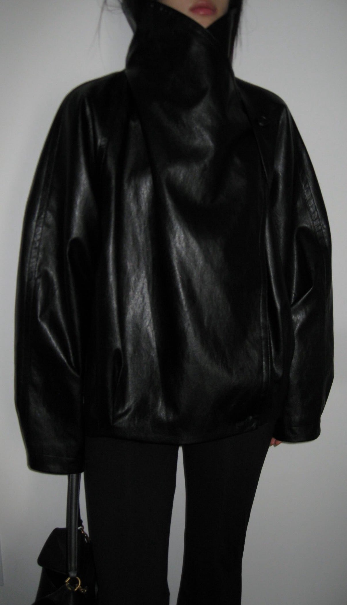 Sid Drape Neck Jacket Coated Black