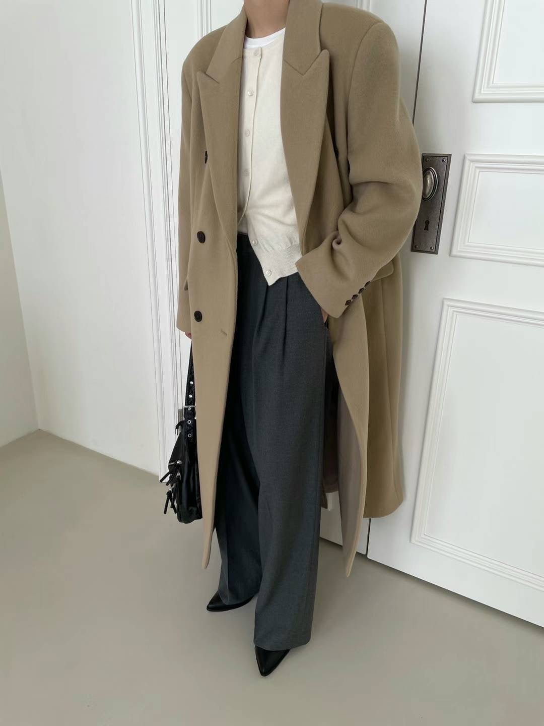 Banie Wool Boyfriend Coat Dune