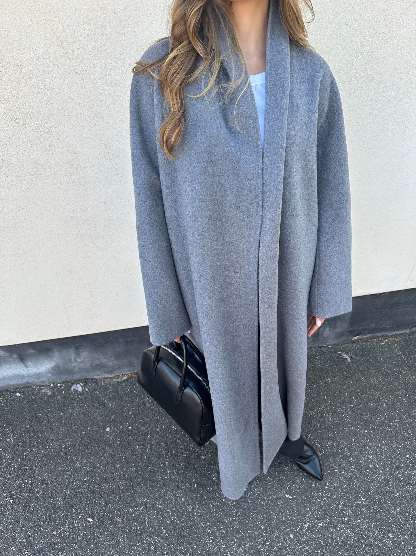 Enza Cashmere Blend Robe Coat Ash
