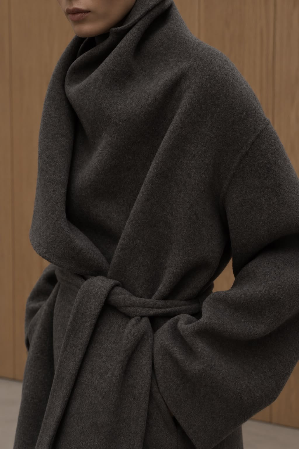 Leesa Cashmere Blend Wrap Jacket Charcoal