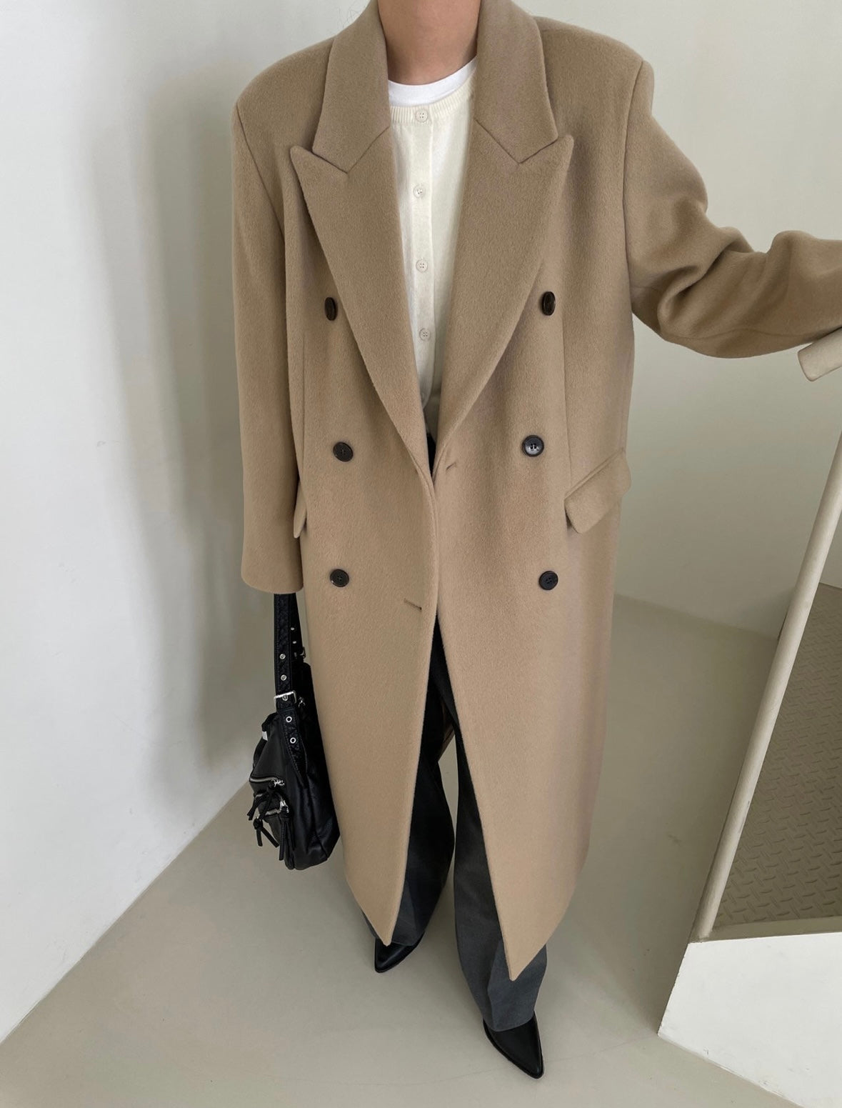 Banie Wool Boyfriend Coat Dune