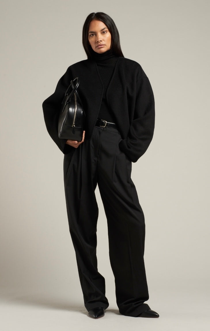 Lana Cropped Wool Jacket Black