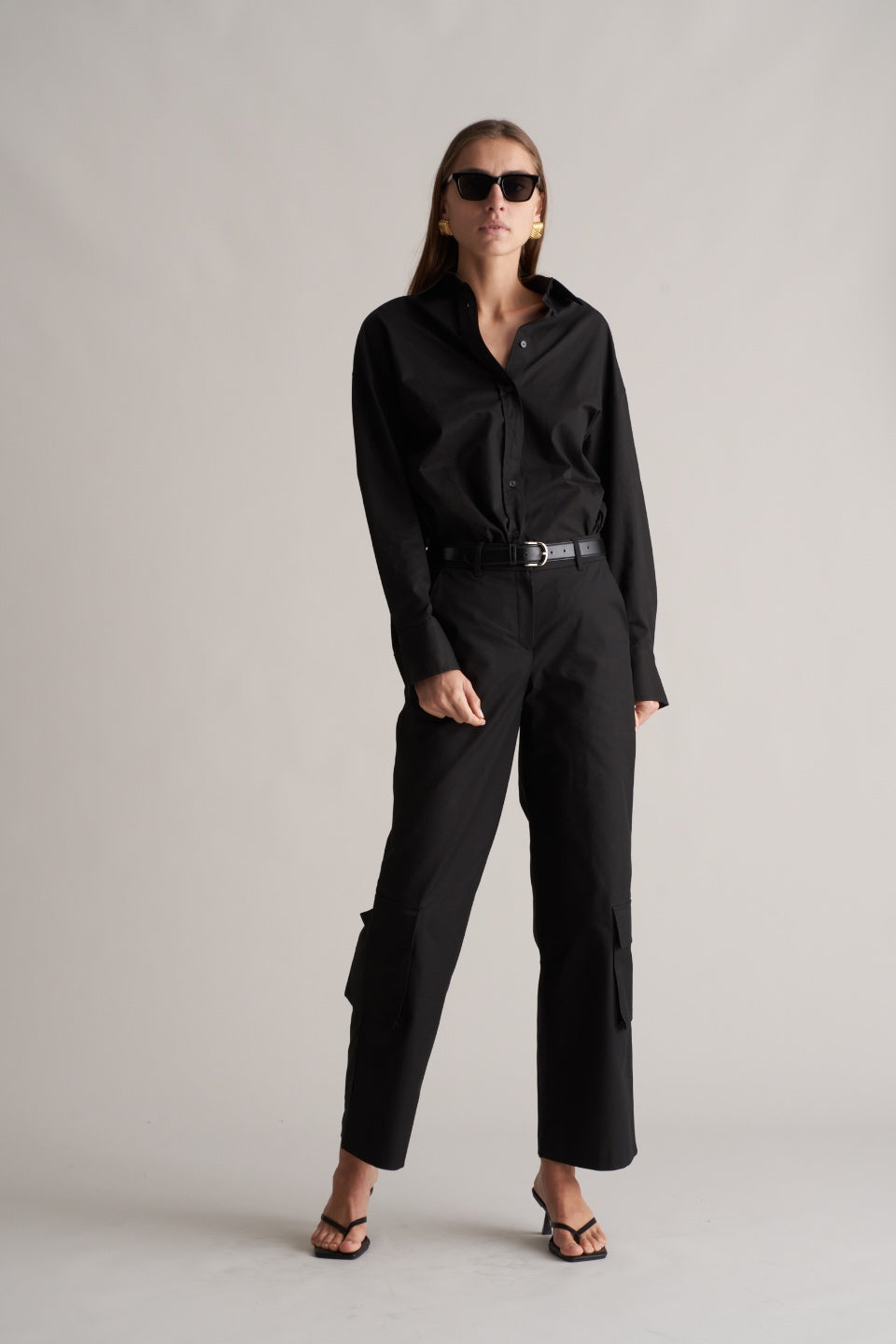 Portia Cotton Cargo Trousers Black