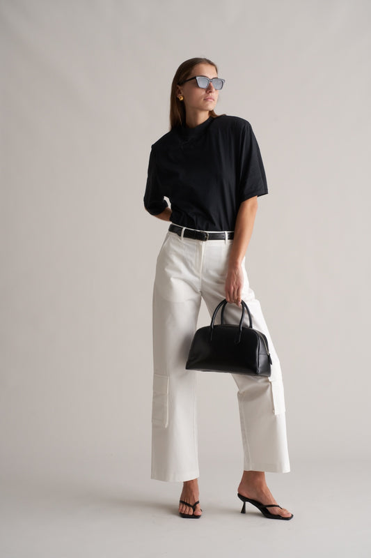 Portia Cotton Cargo Trousers Optic White