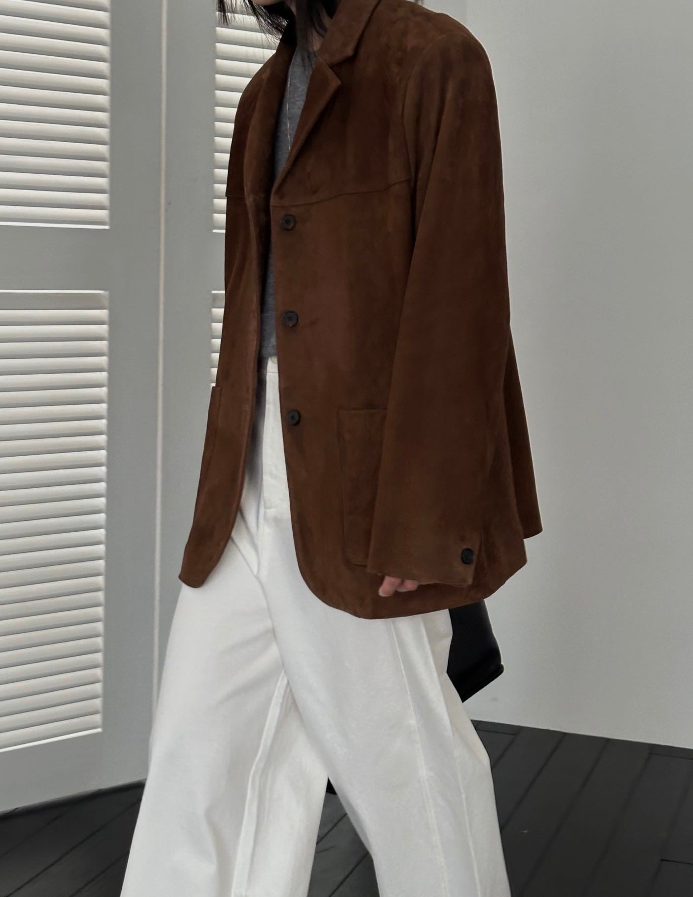 Lazero Suede Leather Jacket Coffee