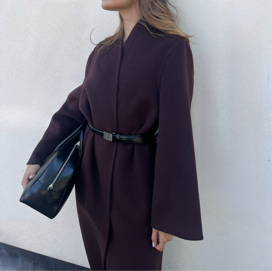 Tala Wool Coat with Scarf Oxblood