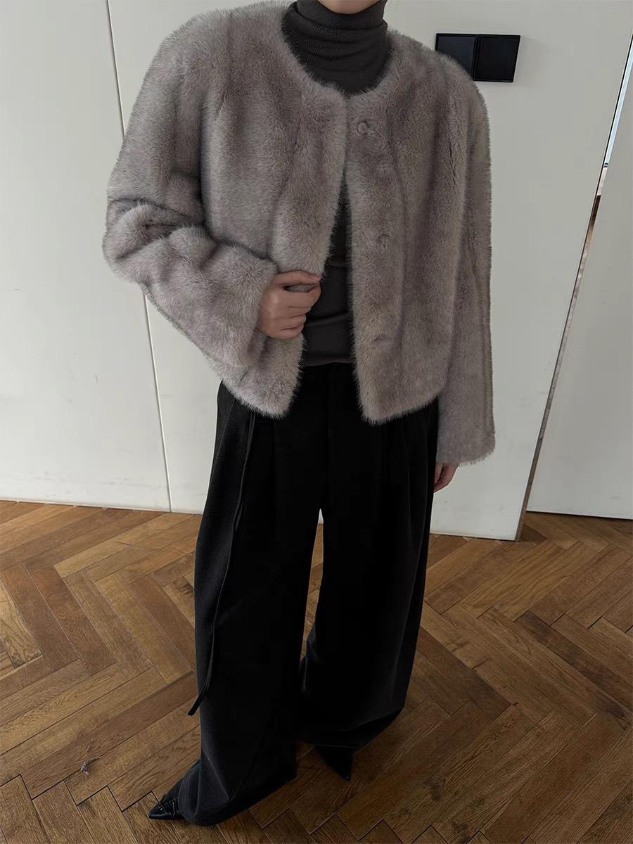 Misa Faux Fur Jacket Smoked Grey