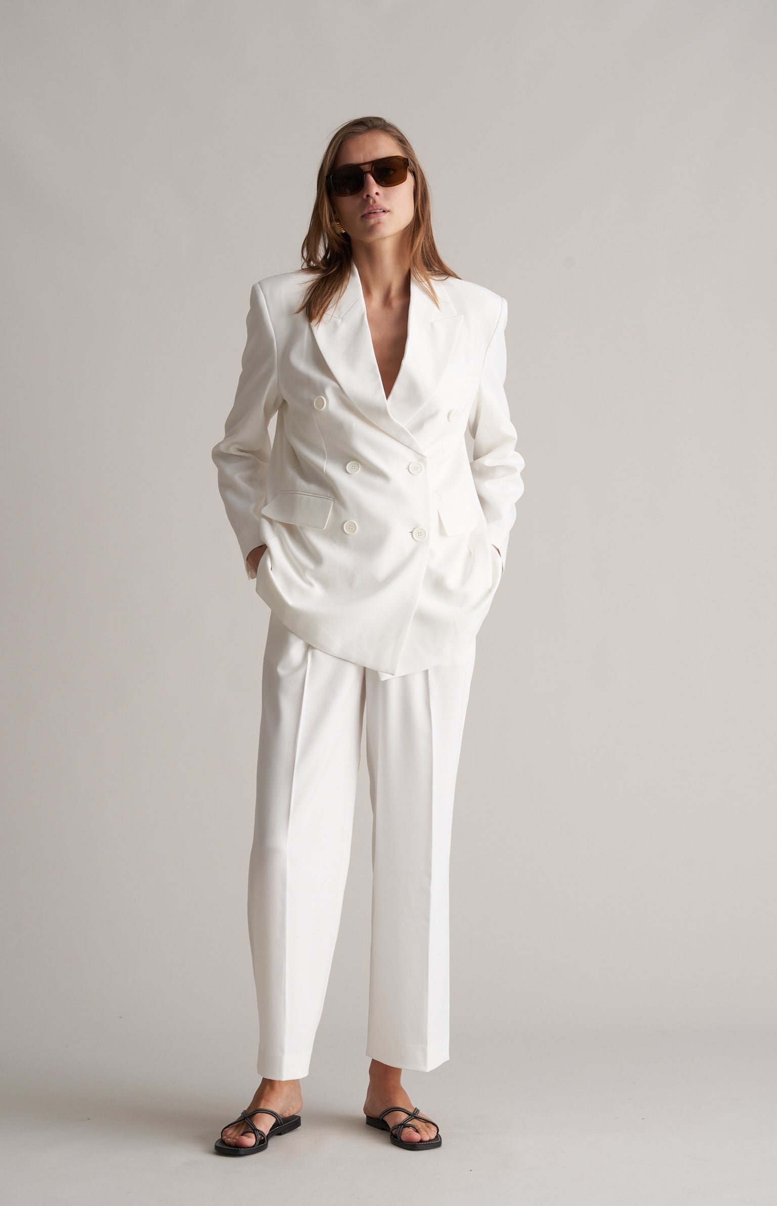 Zoira Double Breasted Blazer Optic White