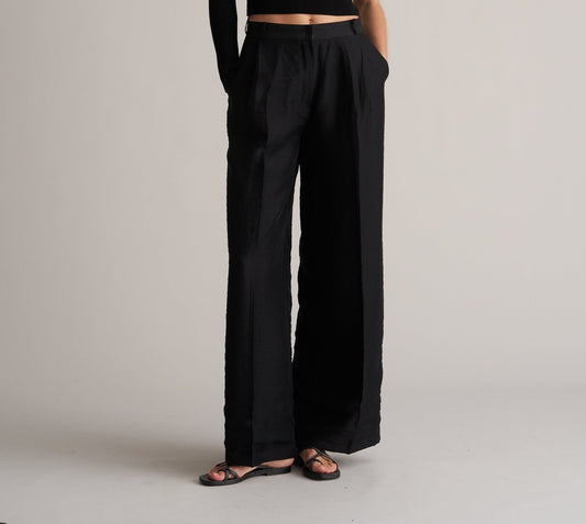 Azul Silky Wide Leg Pants Black