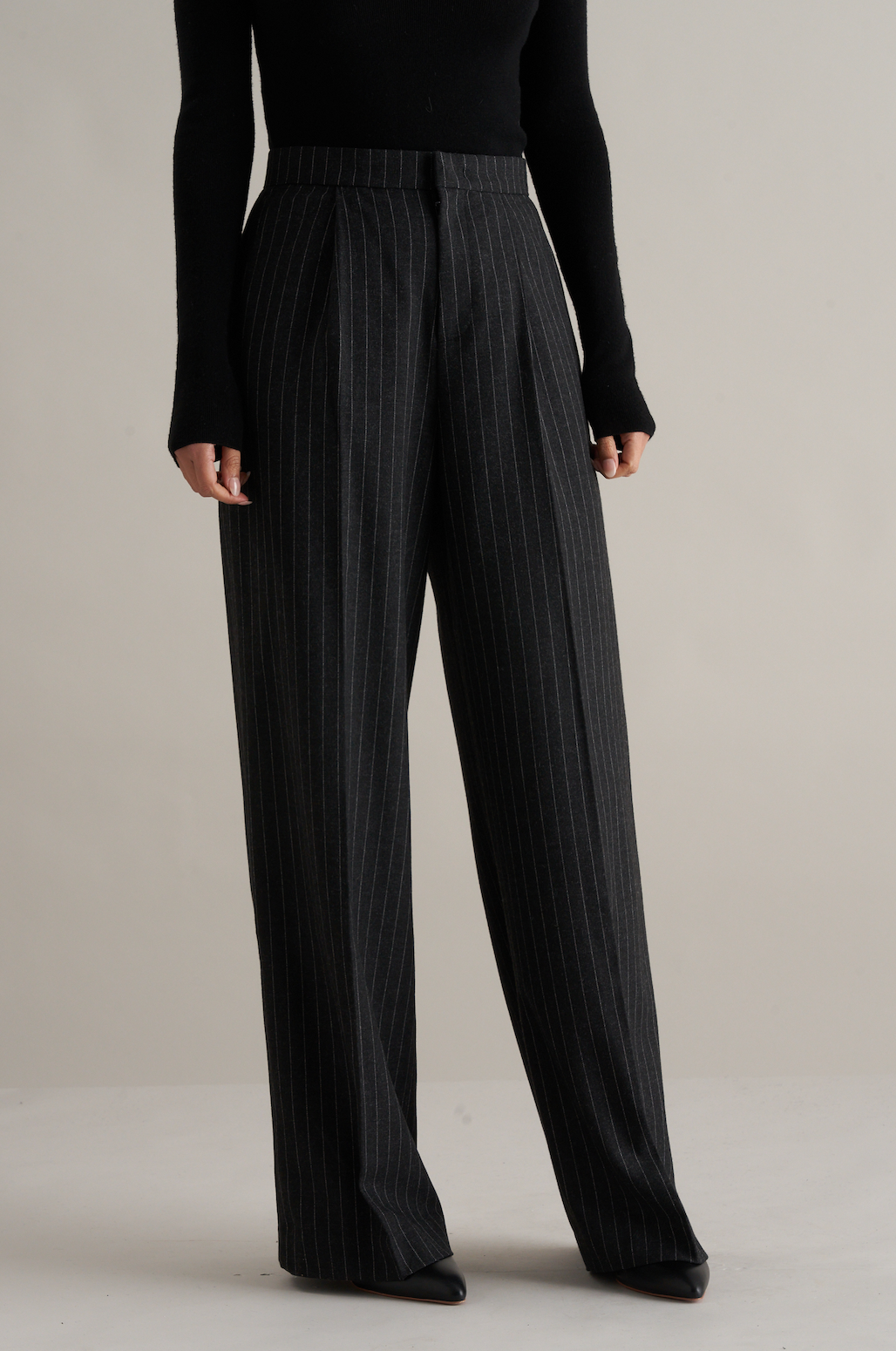 Tobi Wool Pinstripe Trousers
