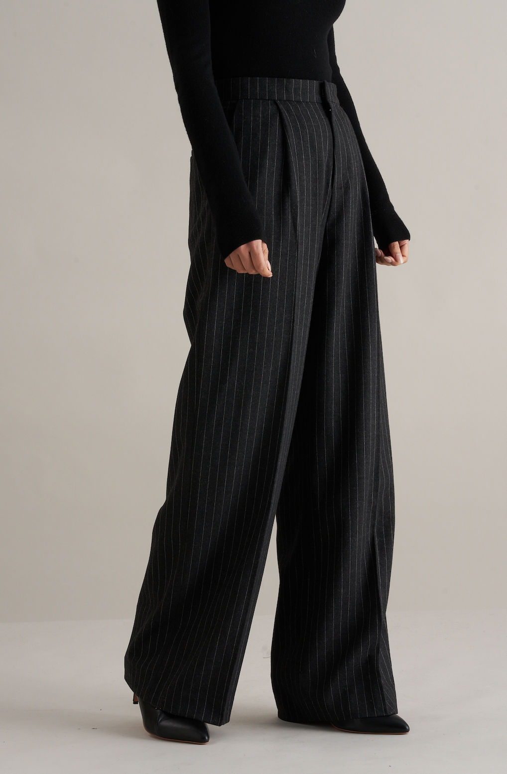 Tobi Wool Pinstripe Trousers