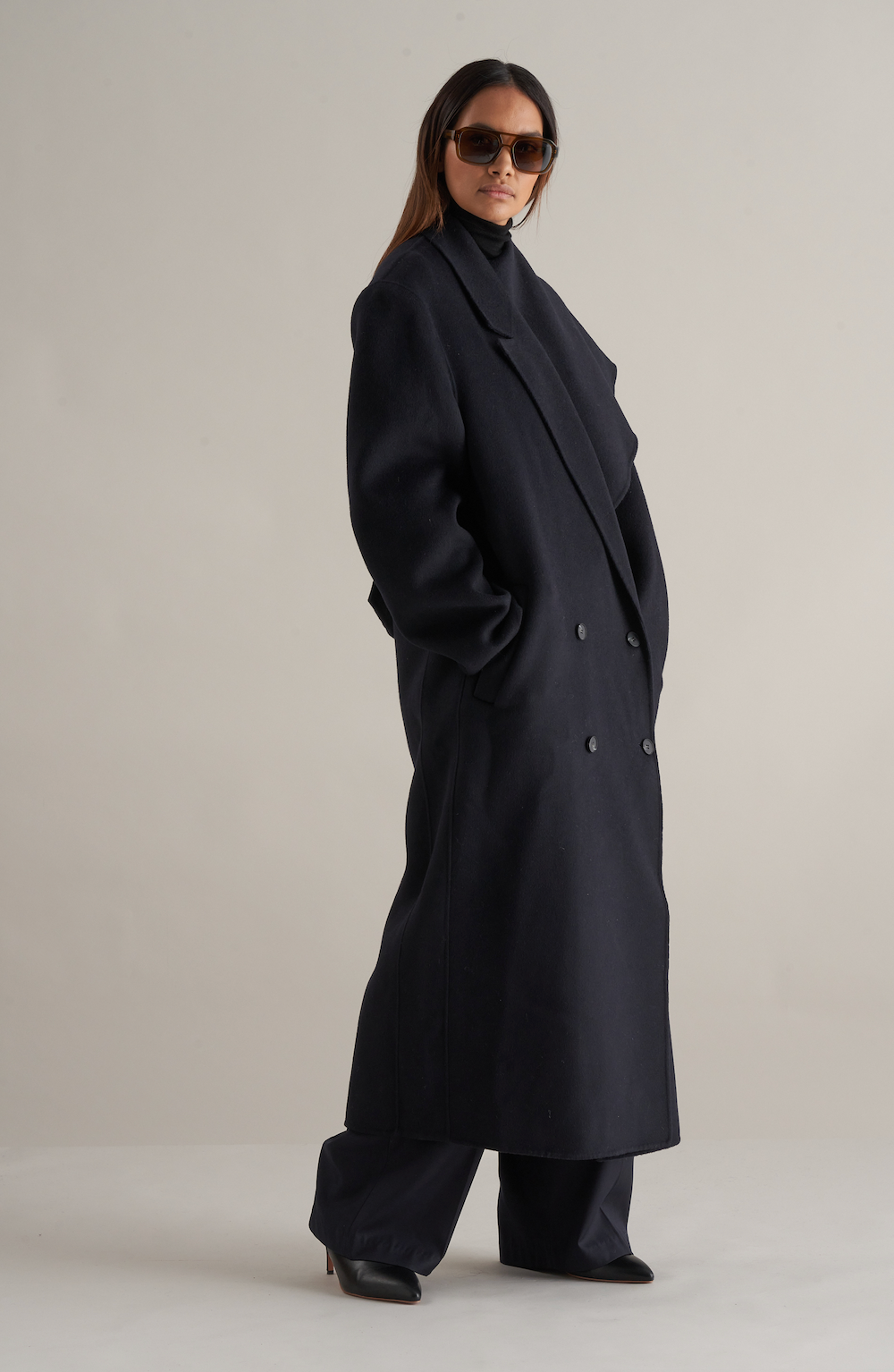 Neo Wool Boyfriend Coat Navy