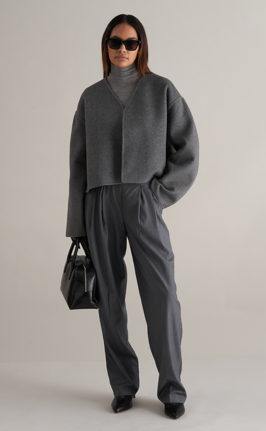 Lana Cropped Wool Jacket Grey