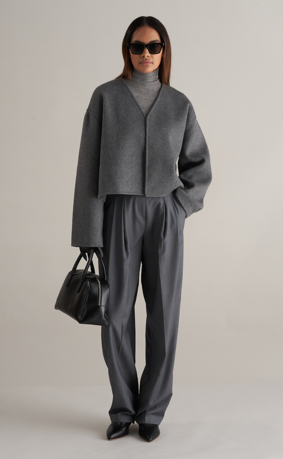 Lana Cropped Wool Jacket Grey