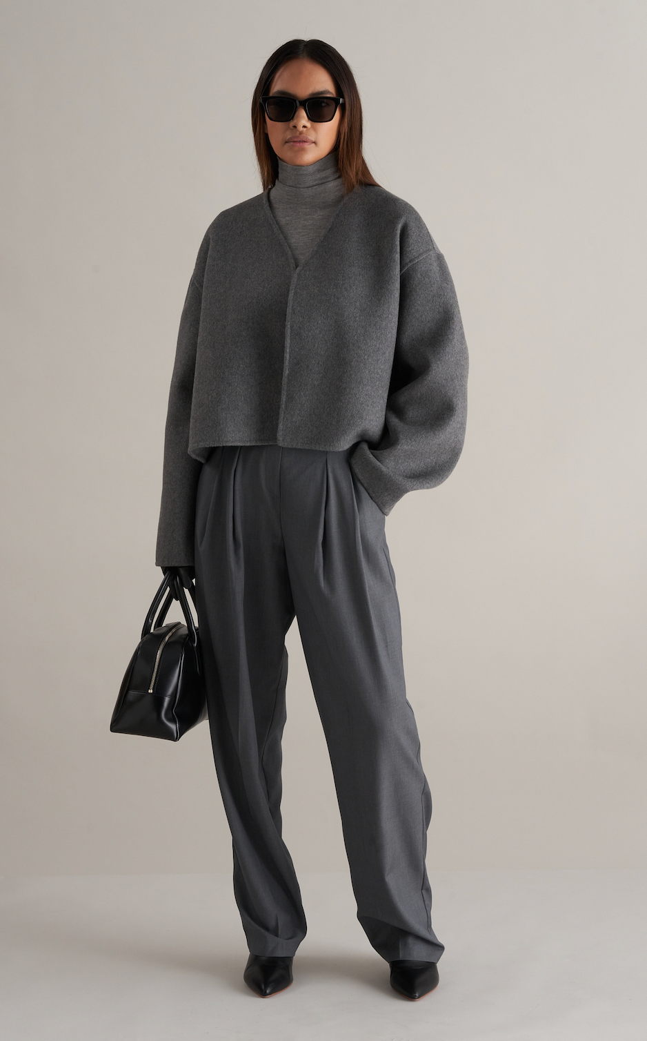 Lana Cropped Wool Jacket Grey