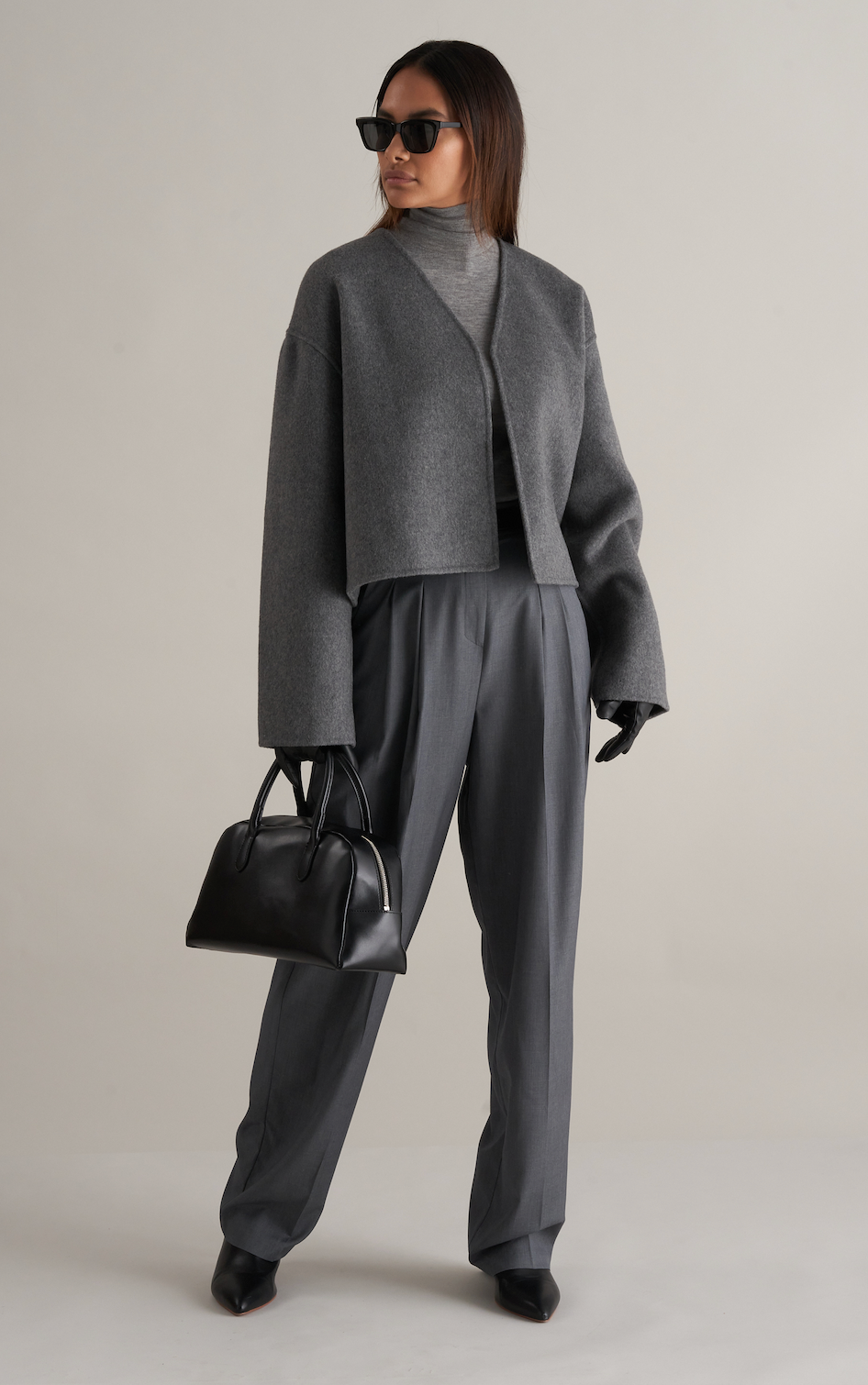 Lana Cropped Wool Jacket Grey