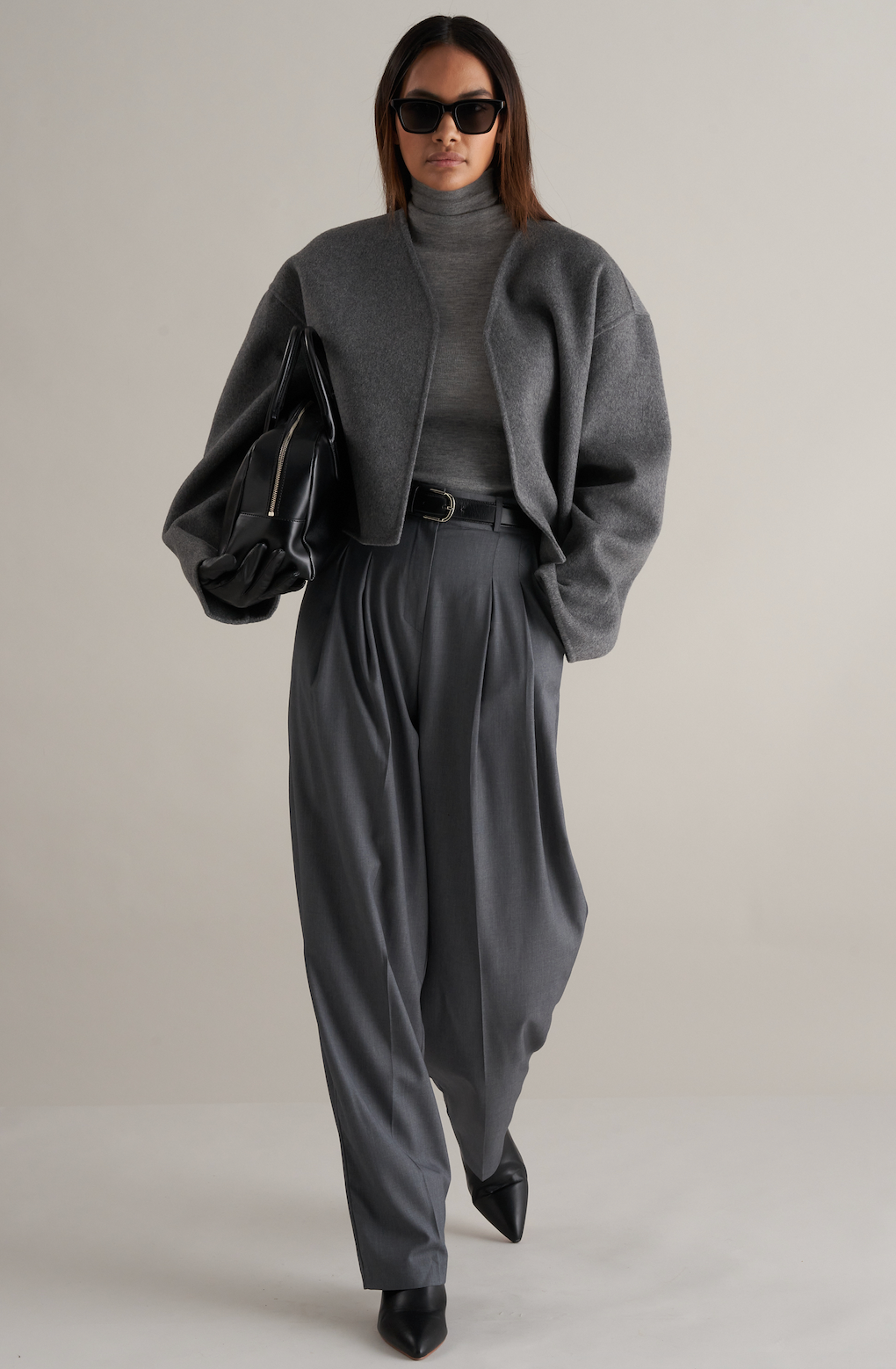 Lana Cropped Wool Jacket Grey