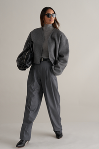 Lana Cropped Wool Jacket Grey