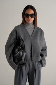 Lana Cropped Wool Jacket Grey