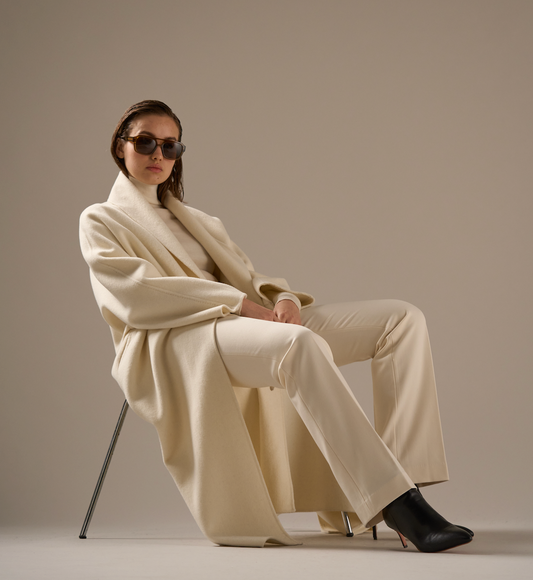 Enza Cashmere Blend Robe Coat Ivory