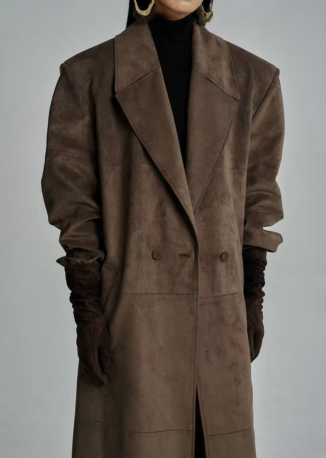 Flynn Faux Suede Overcoat Cedar