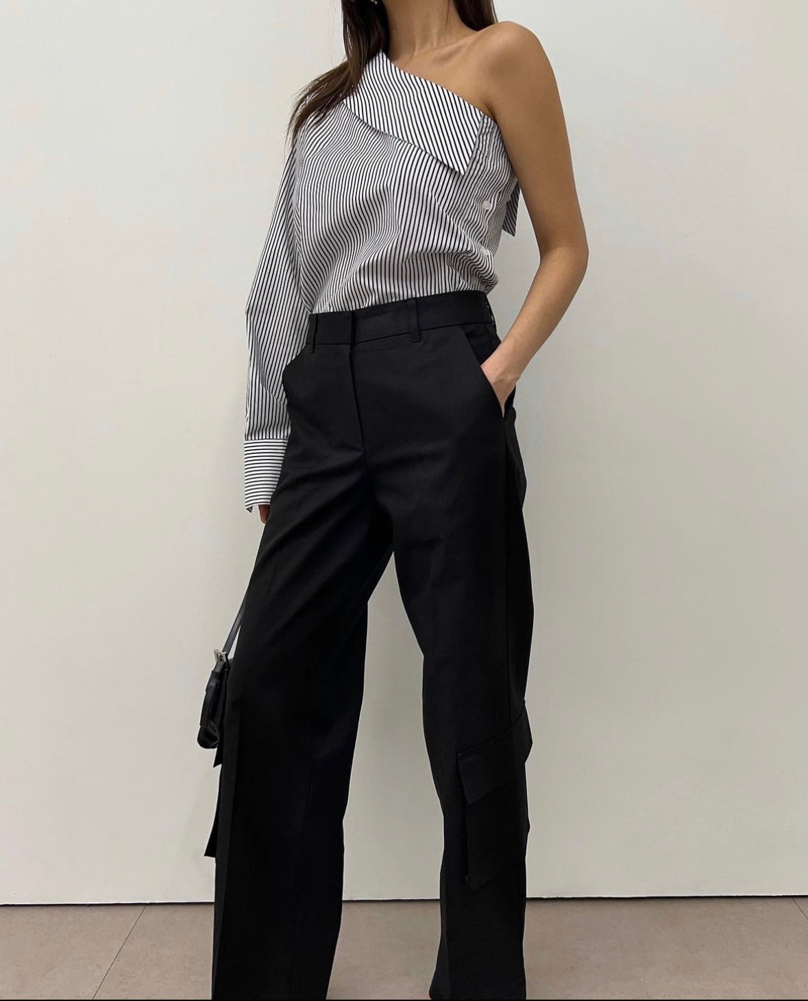 Portia Cotton Cargo Trousers Black