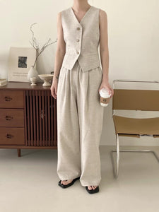 Cannes Linen Blend Trousers Biscuit