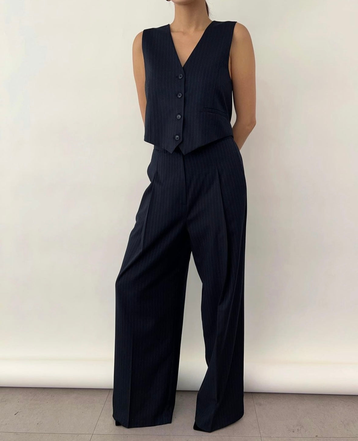 Soraya Pinstripe Vest Navy