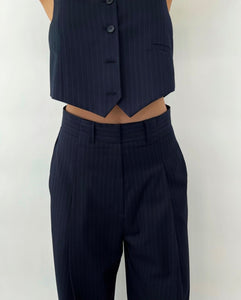 Soraya Pinstripe Pintuck Trousers Navy