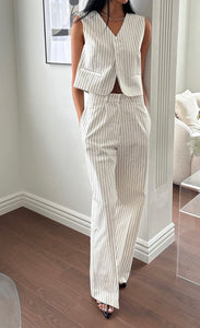Blair Cotton Trousers Pinstripe White