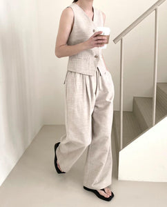 Cannes Linen Blend Trousers Biscuit