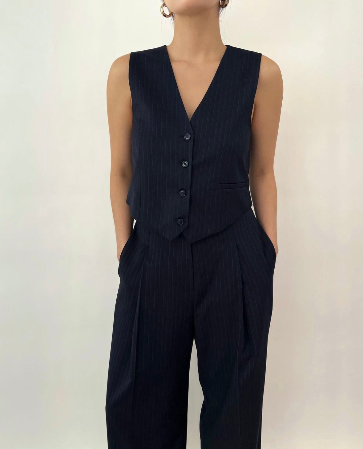 Soraya Pinstripe Vest Navy