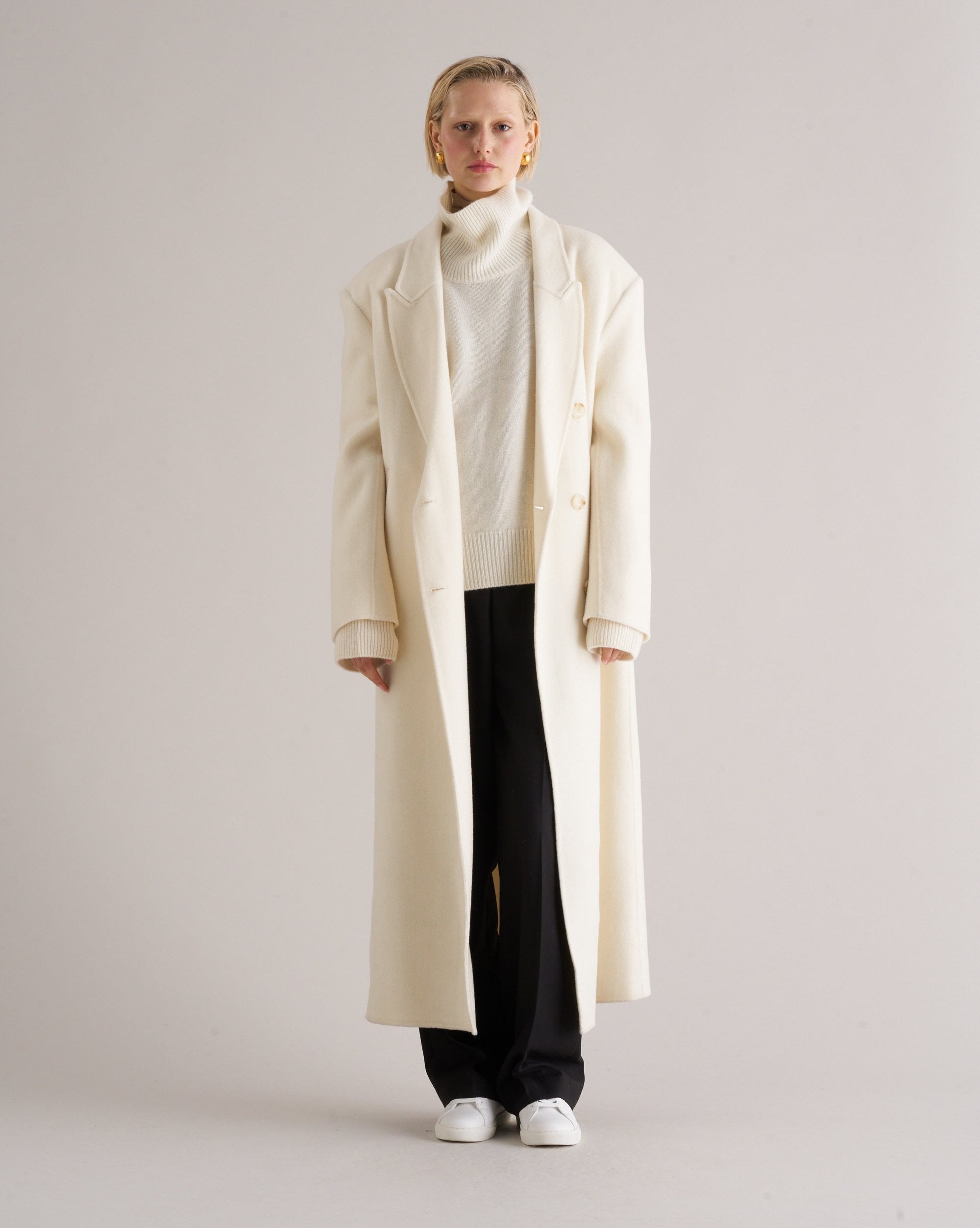 Claye Doublé Boyfriend Coat Ivory