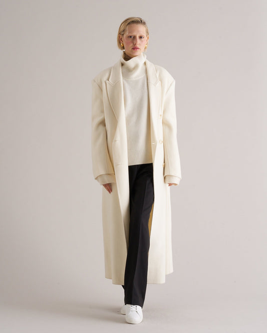 Claye Doublé Boyfriend Coat Ivory