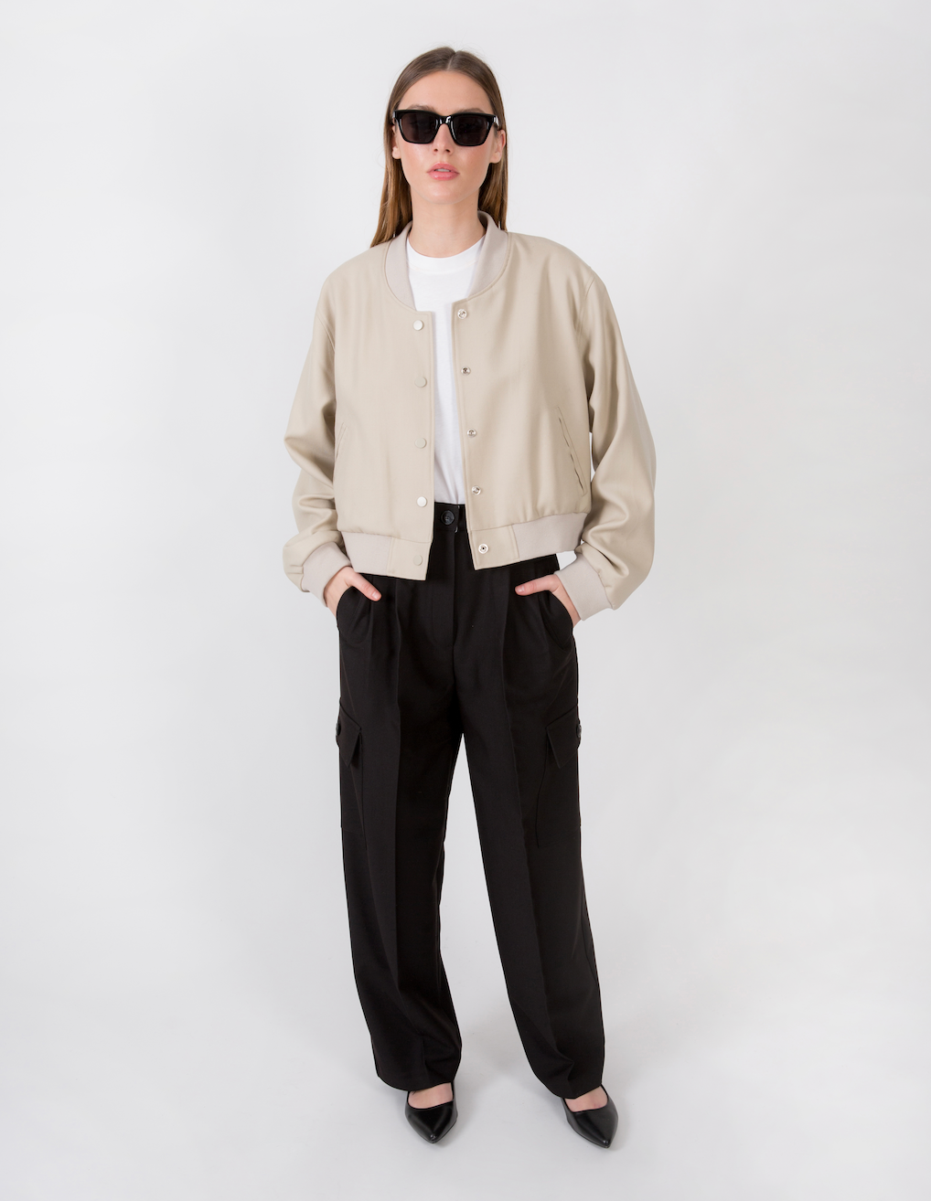 Mila Wool Twill Bomber Beige