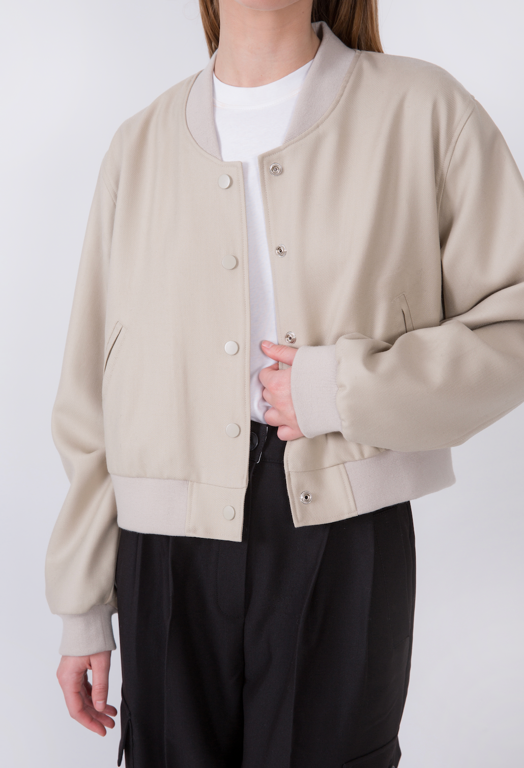 Mila Wool Twill Bomber Beige