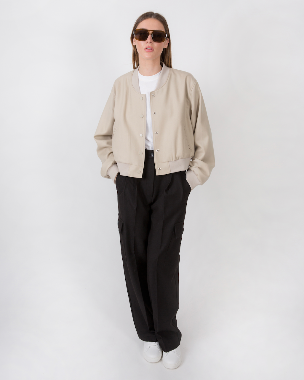 Mila Wool Twill Bomber Beige