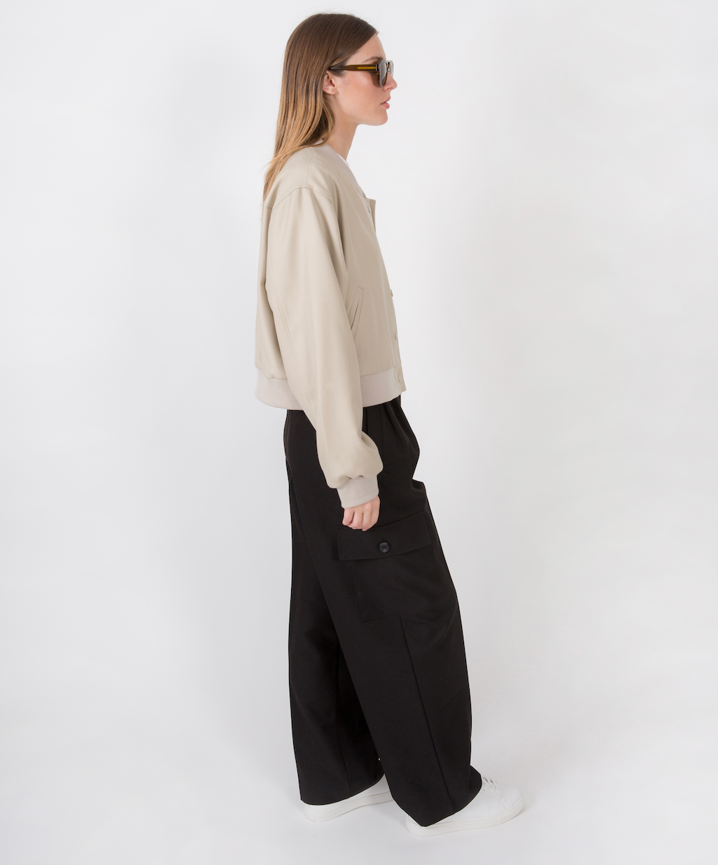 Mila Wool Twill Bomber Beige