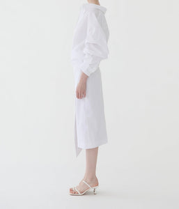 Signature Asymmetric Open Back Dress Optic White