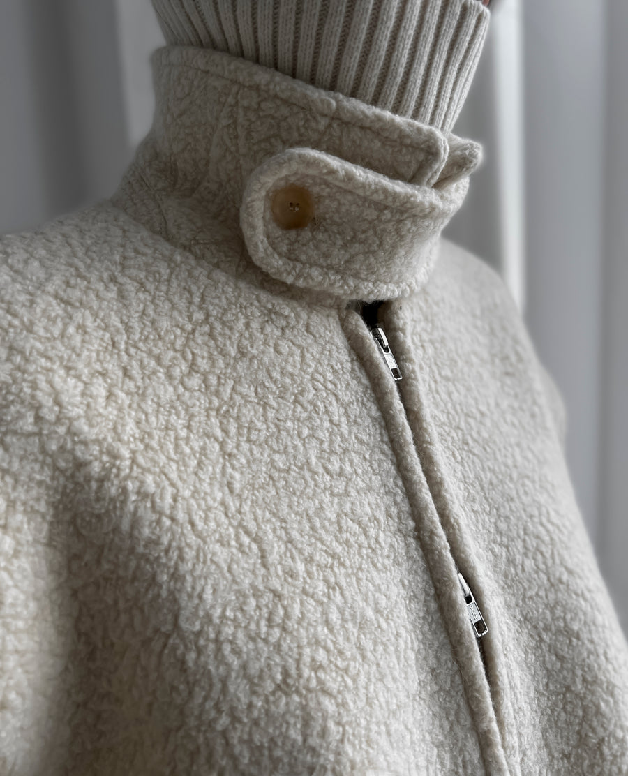 Boucle Sport Zip Up Jacket Vanilla MARCÉLA LONDON