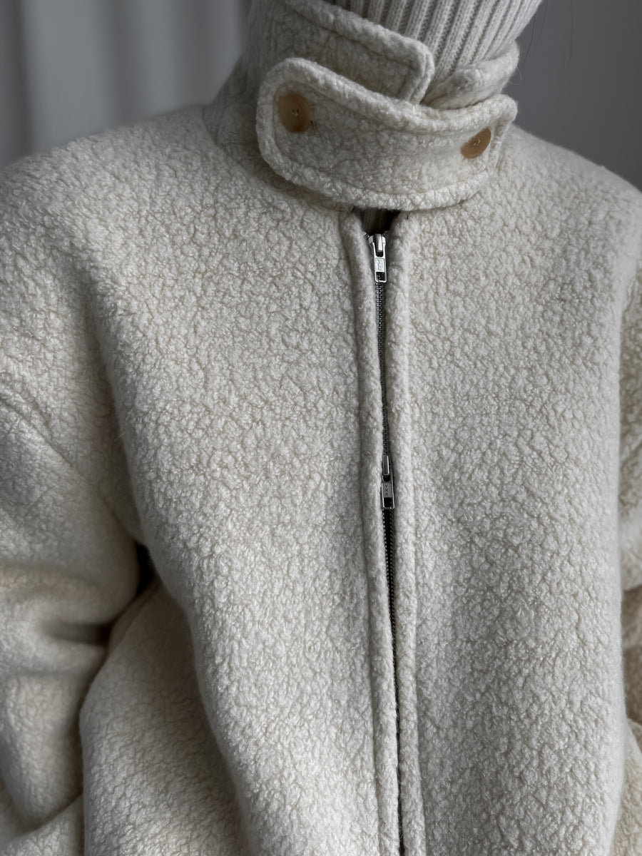 Boucle Sport Zip Up Jacket Vanilla MARCÉLA LONDON