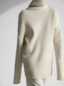 Wool Blend Ribbed Long Line Polo Knit