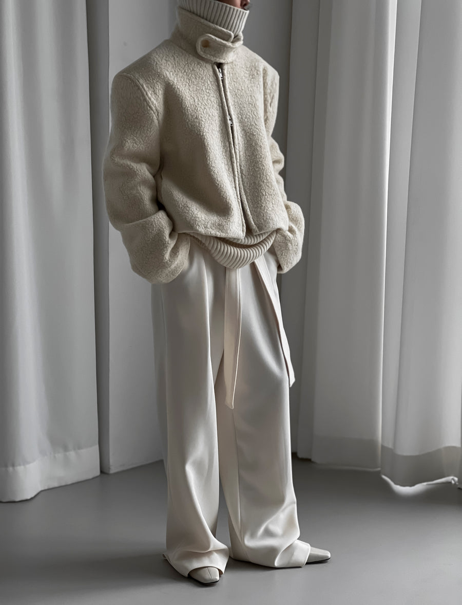 Boucle Sport Zip Up Jacket Vanilla MARCÉLA LONDON