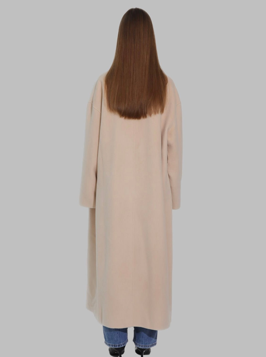Arin Drop Lapel Double Face Wool Coat Cashew