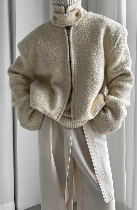 Boucle Sport Zip Up Jacket Vanilla